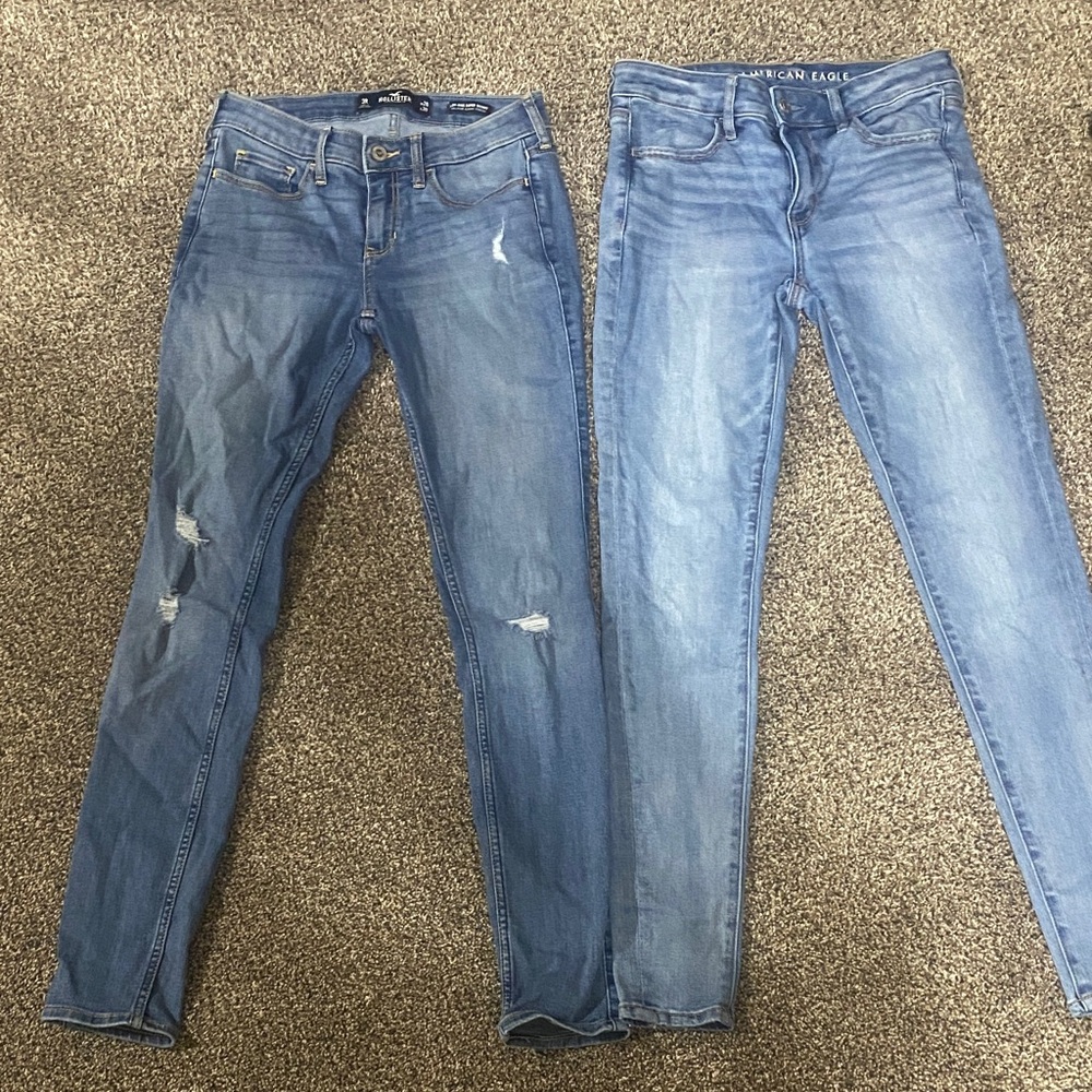 American Eagle Outfitter and Hollister Women's Light Blue Skinny Jeans